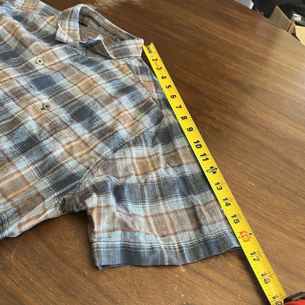 Kuhl Shirt Mens XL Blue Gray Plaid Short Sleeve Button Outdoor Hiking Response - Picture 8 of 11
